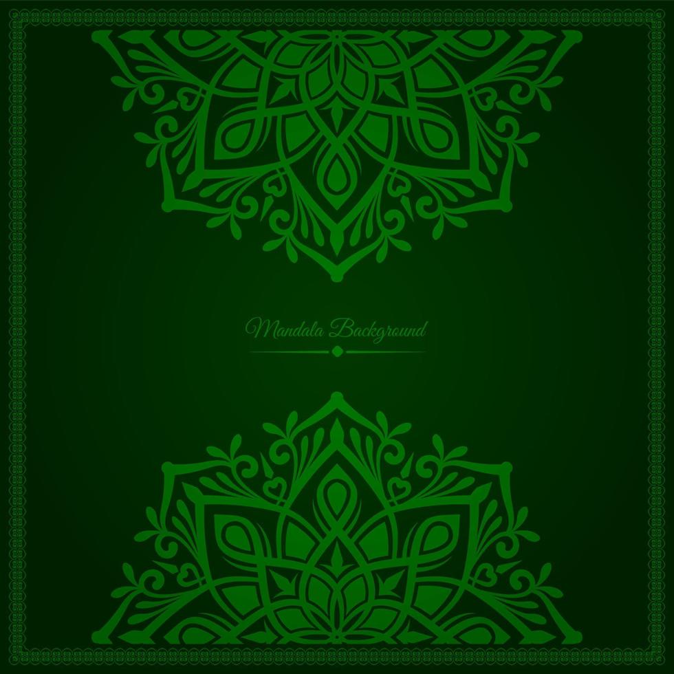 green mandala background, with decorative frame vector