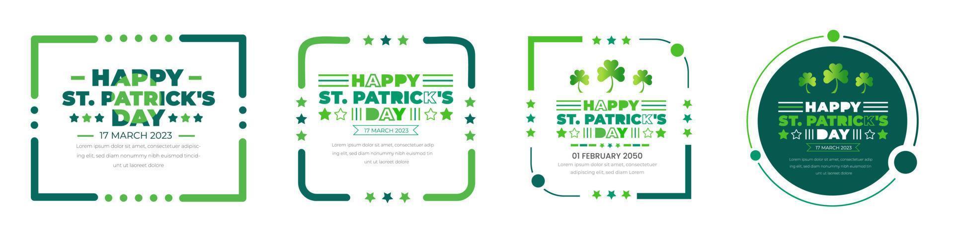 Happy St. Patrick's Day typography design template set. Saint Patrick's day festival text design. St. Patrick's Day typography vector bundle for Saint Patrick's Day 17 march event celebration.