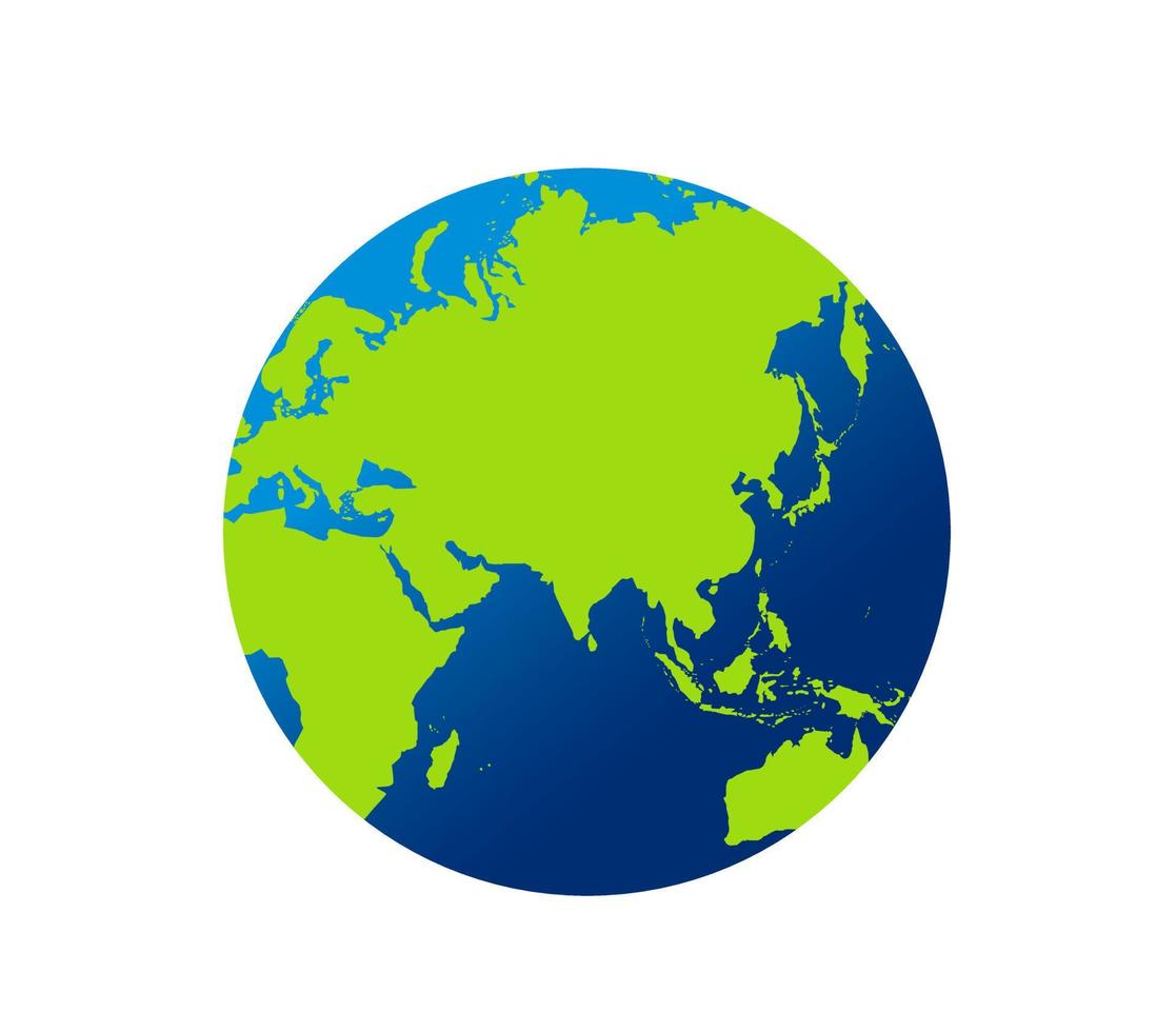 tierra globo con verde y azul color vector ilustración. mundo globo. mundo mapa en globo forma. tierra globos plano estilo.