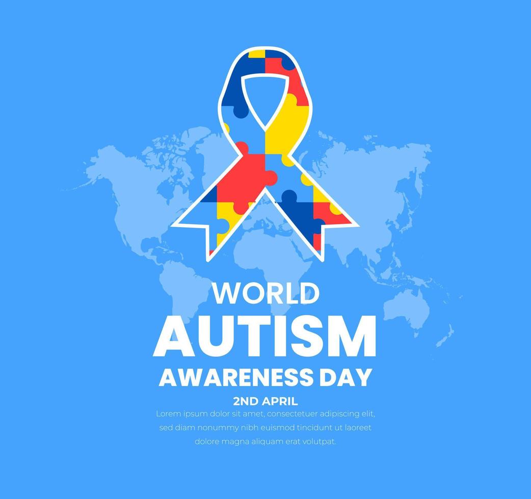 World autism awareness day background design template. World autism day colorful puzzle vector banner. Symbol of autism. autism Health care Medical flat background of April 02 celebration.