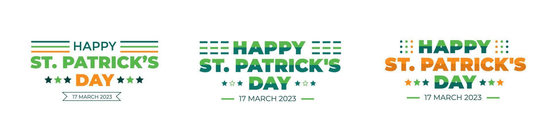 Happy St. Patrick's Day typography design template set. Saint Patrick's day festival text design. St. Patrick's Day typography vector bundle for Saint Patrick's Day 17 march event celebration.