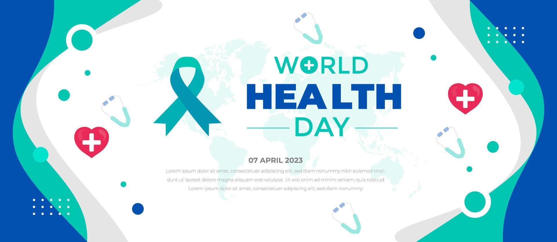 World Health Day background design template. World Health Day is a global health awareness day celebrated every year on 7th April. World Health Day banner design template. vector