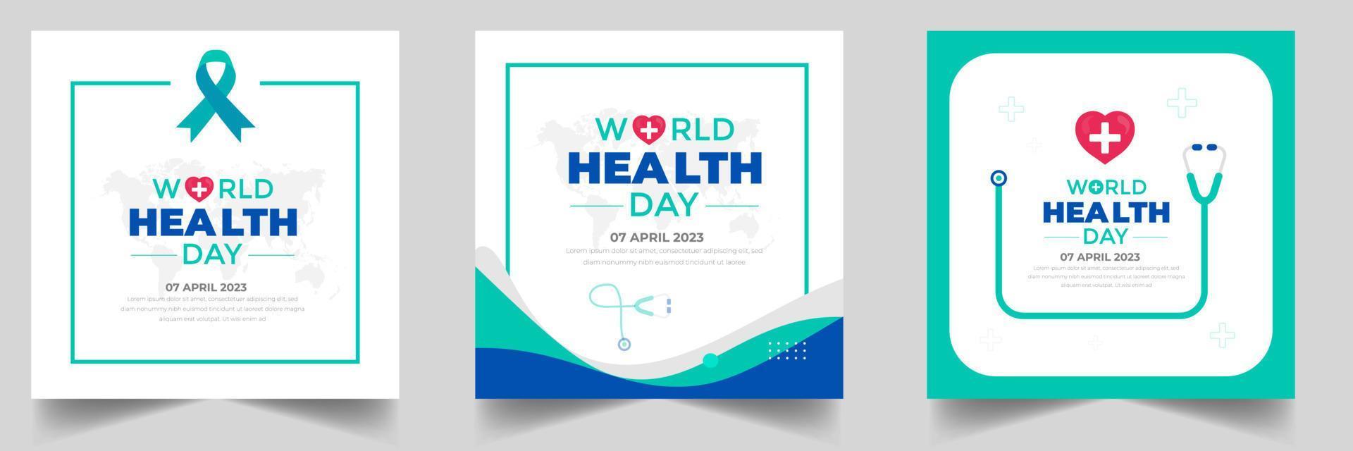 World Health Day social media post banner design template. World Health Day is a global health awareness day celebrated every year on 7th April. World Health Day banner design template. vector