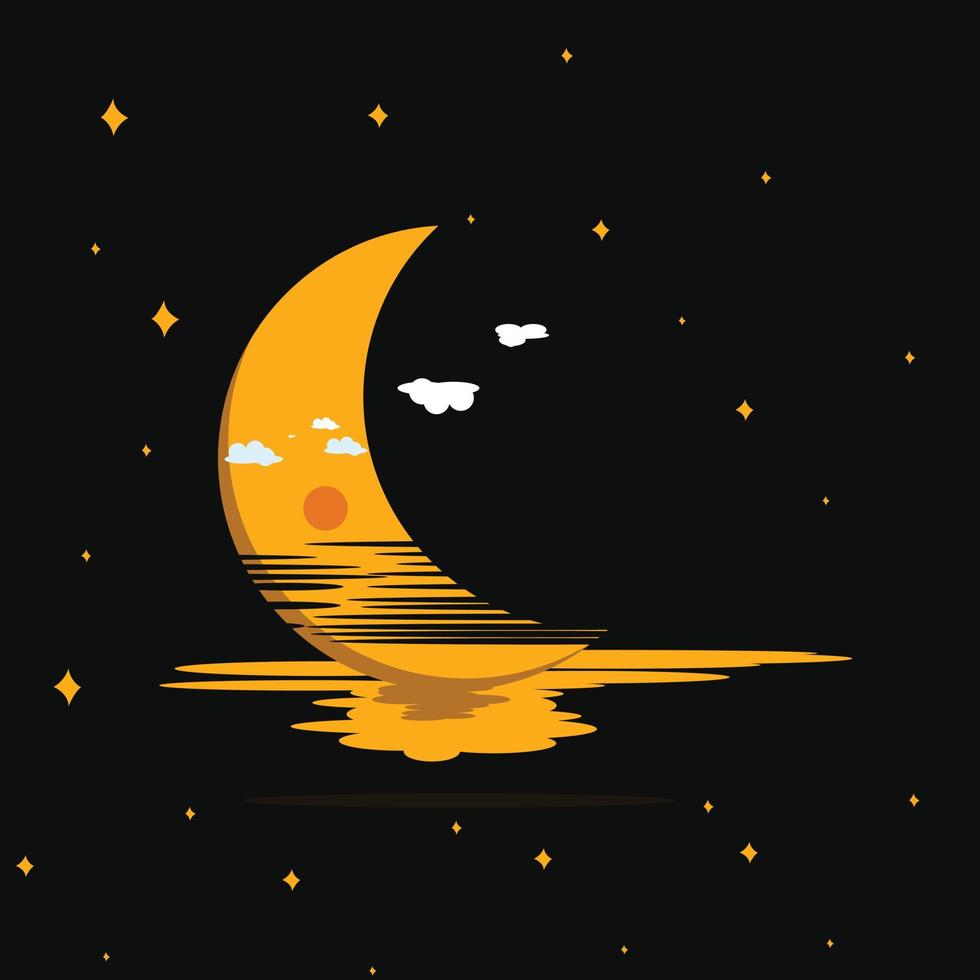 Illustration of a moon and stars vector