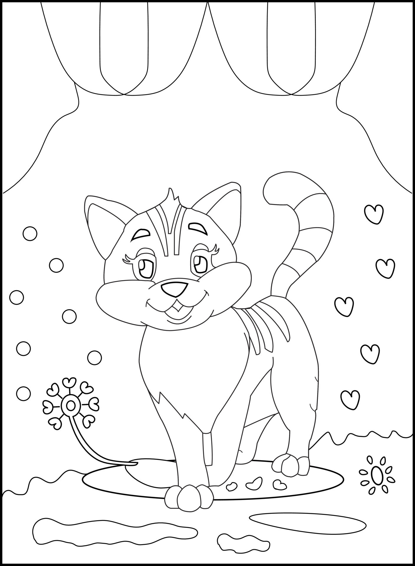 Cute cat outline coloring page for kids line drawing animal coloring
