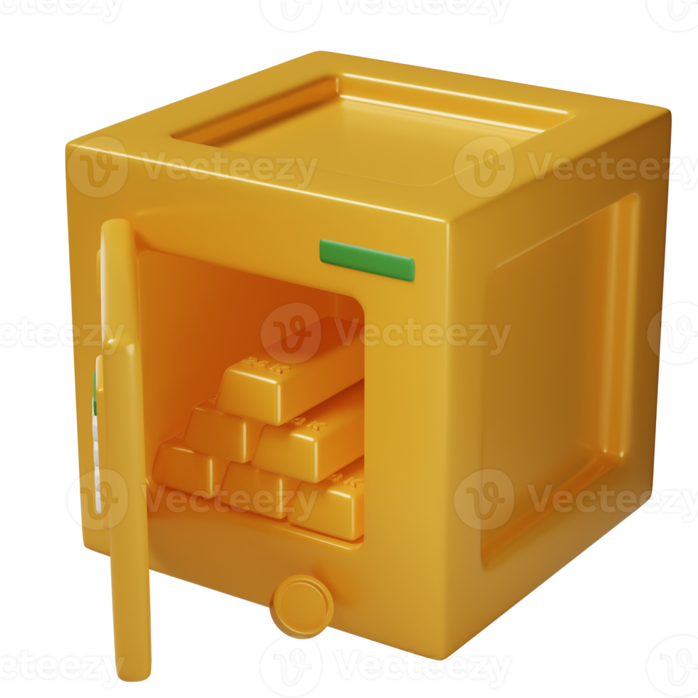 Gold safety box 3d illustration png