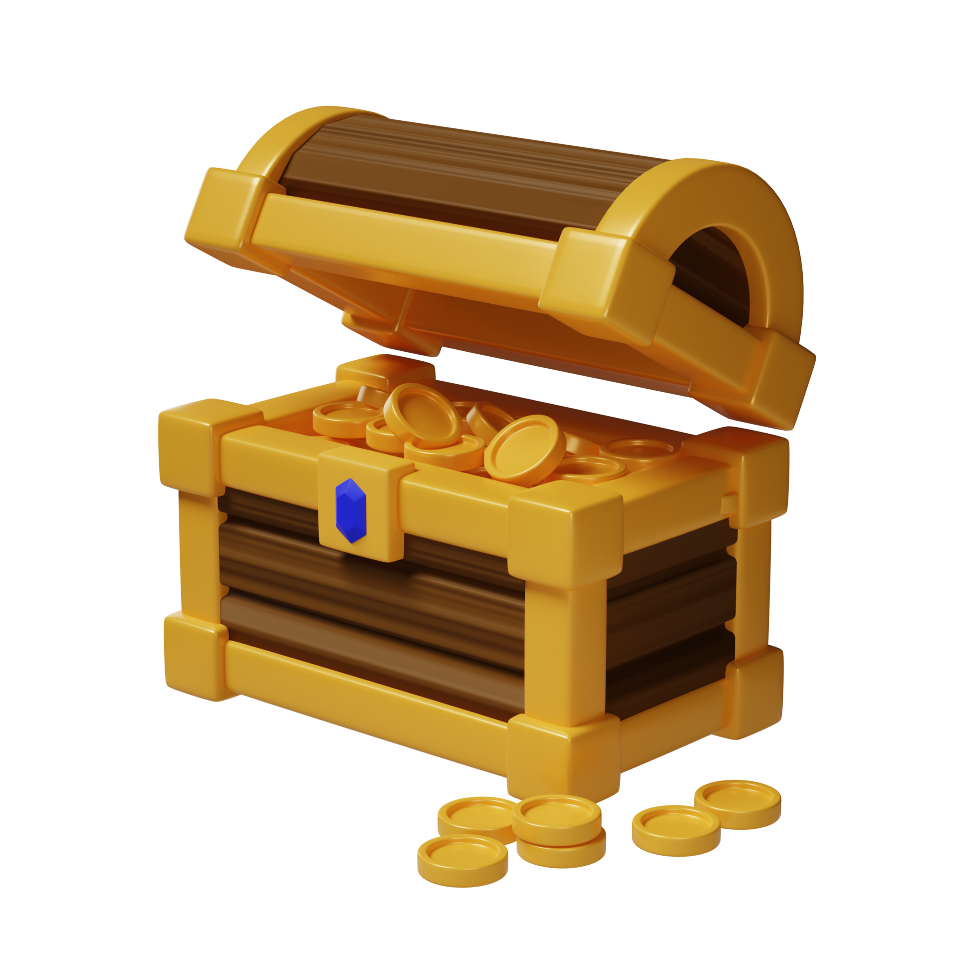 Treasure chest with gold | 3D model