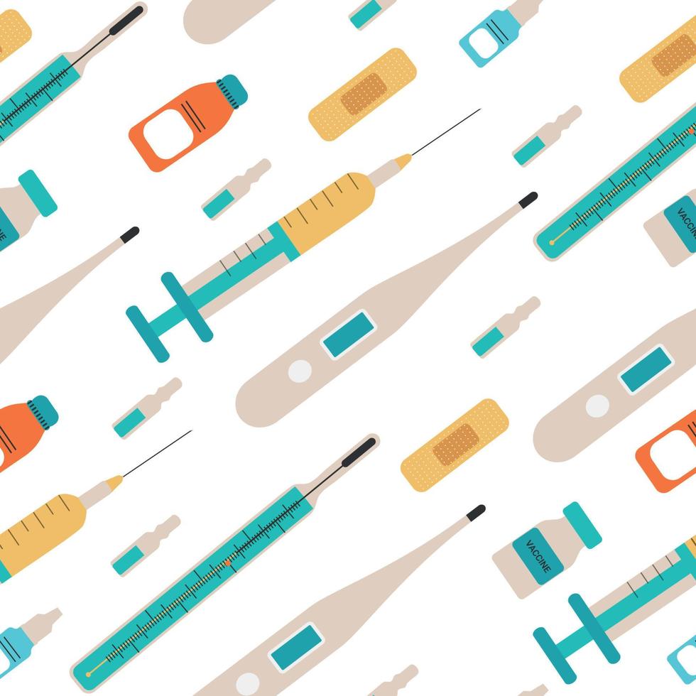 Seamless pattern of medical devices. Vector illustration on a white background