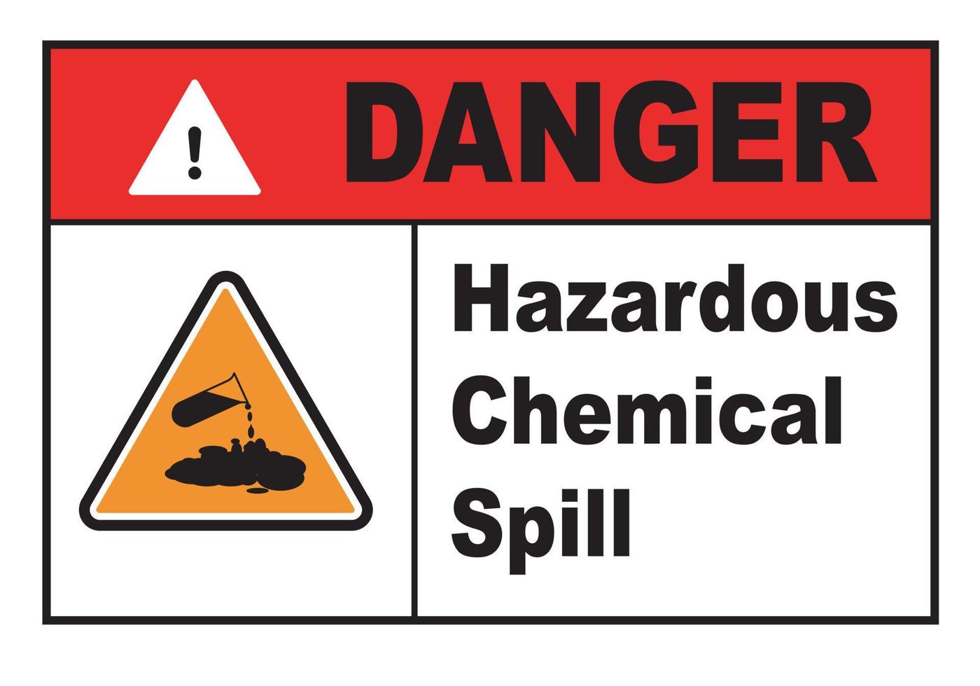 Danger Hazardous Chemical Spill Sign Board. Vector Illustration