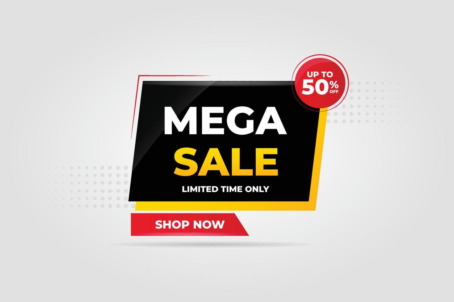 Mega Sale banner template design with colorful gradient, vector