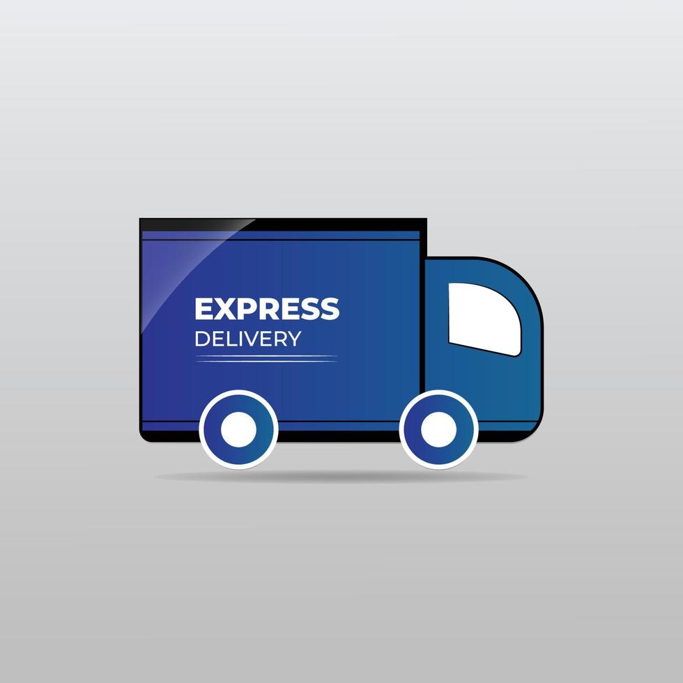 A blue Express delivery truck flat vector illustration
