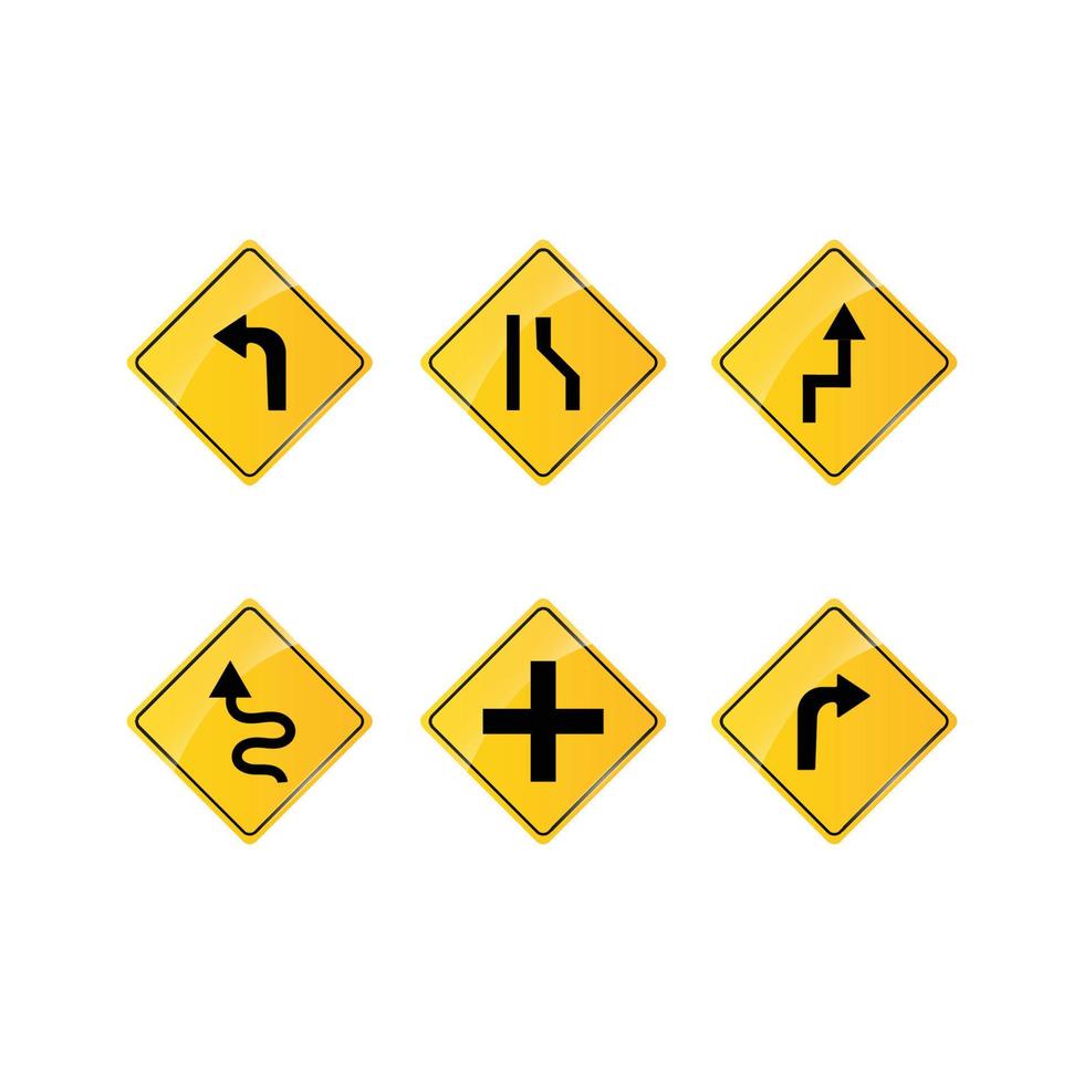 Yellow road signs on white background vector