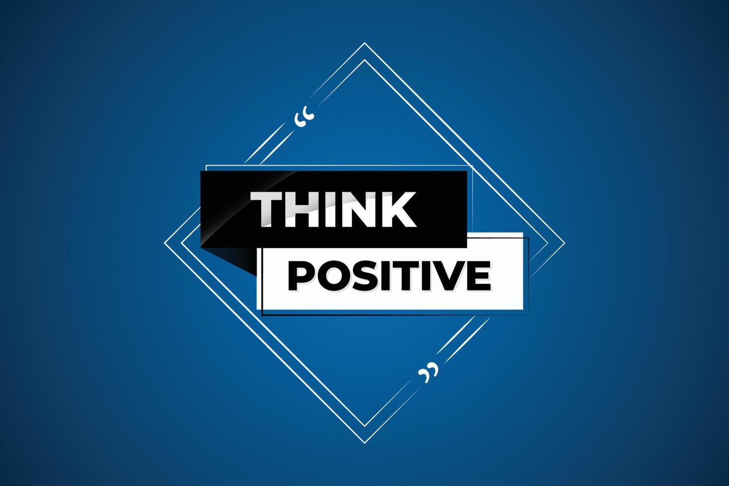 Think positive vector illustration on blue background