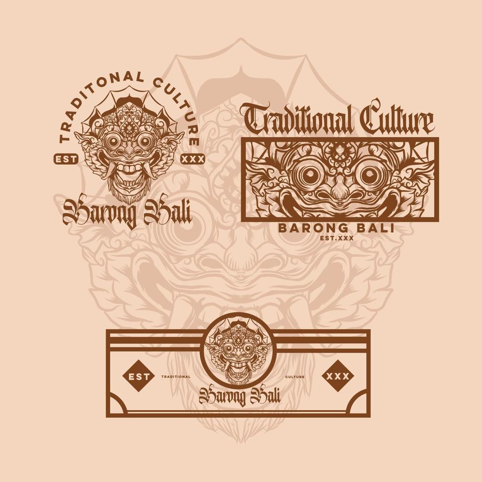 Barong Bali Traditional Culture With Vintage Style vector