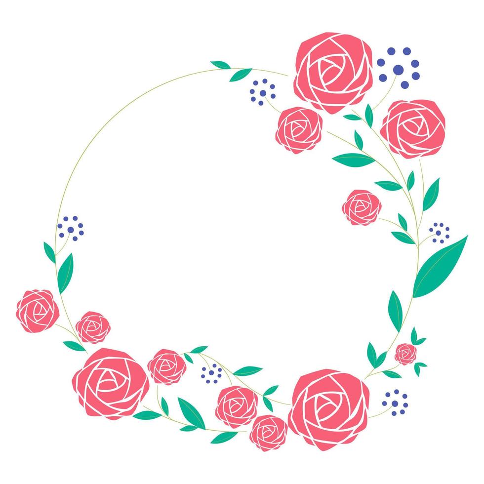 conjunto un floral frontera con un guirnalda de verde hojas y rosado flores para un Boda tarjeta, un saludo tarjeta, o decorativo obra de arte vector