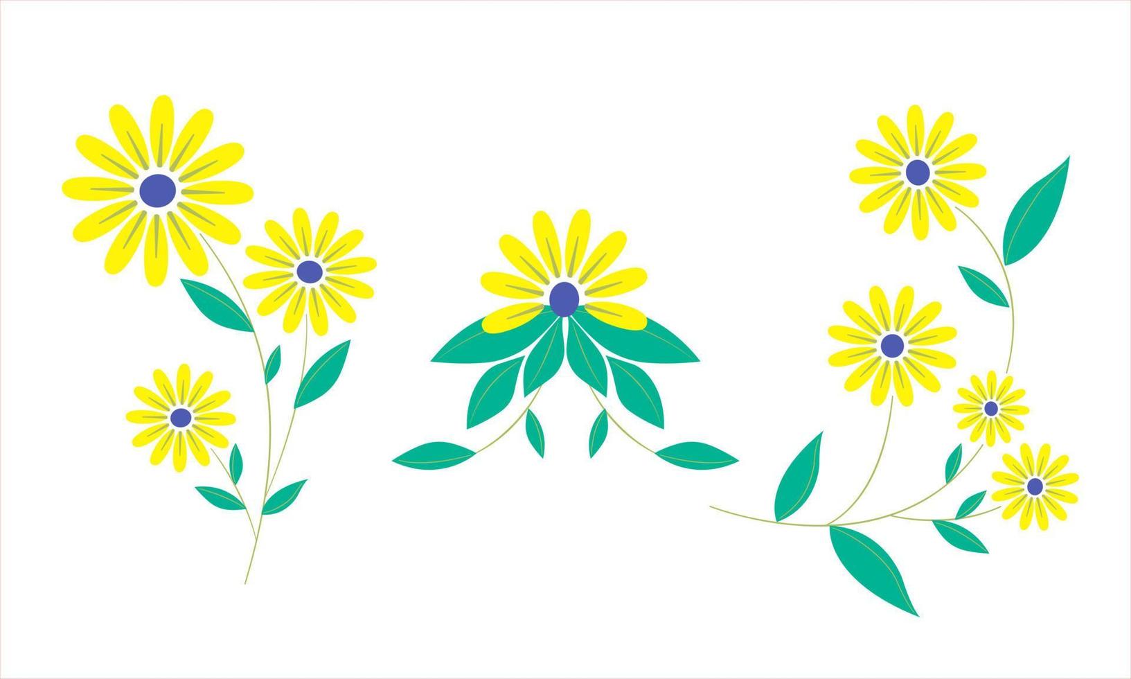 conjunto un floral frontera con un guirnalda de verde hojas y amarillo flores para un Boda tarjeta, un saludo tarjeta, o decorativo obra de arte vector