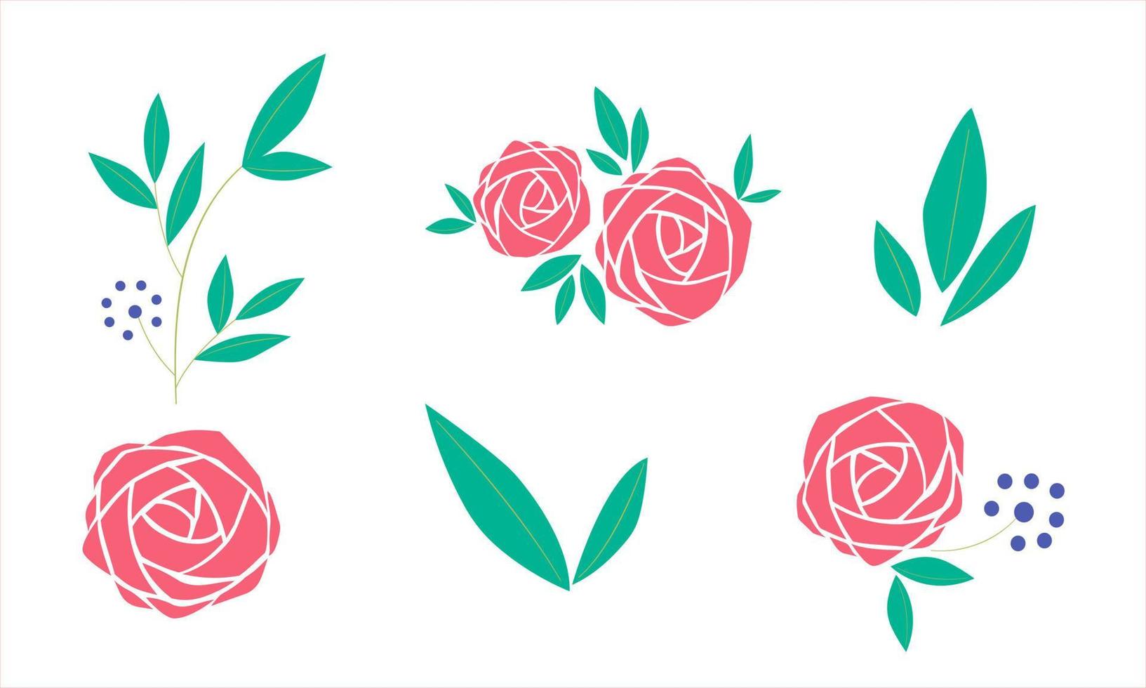 Set a floral border with a wreath of green leaves and pink flowers for a wedding card, a greeting card, or decorative artwork. vector