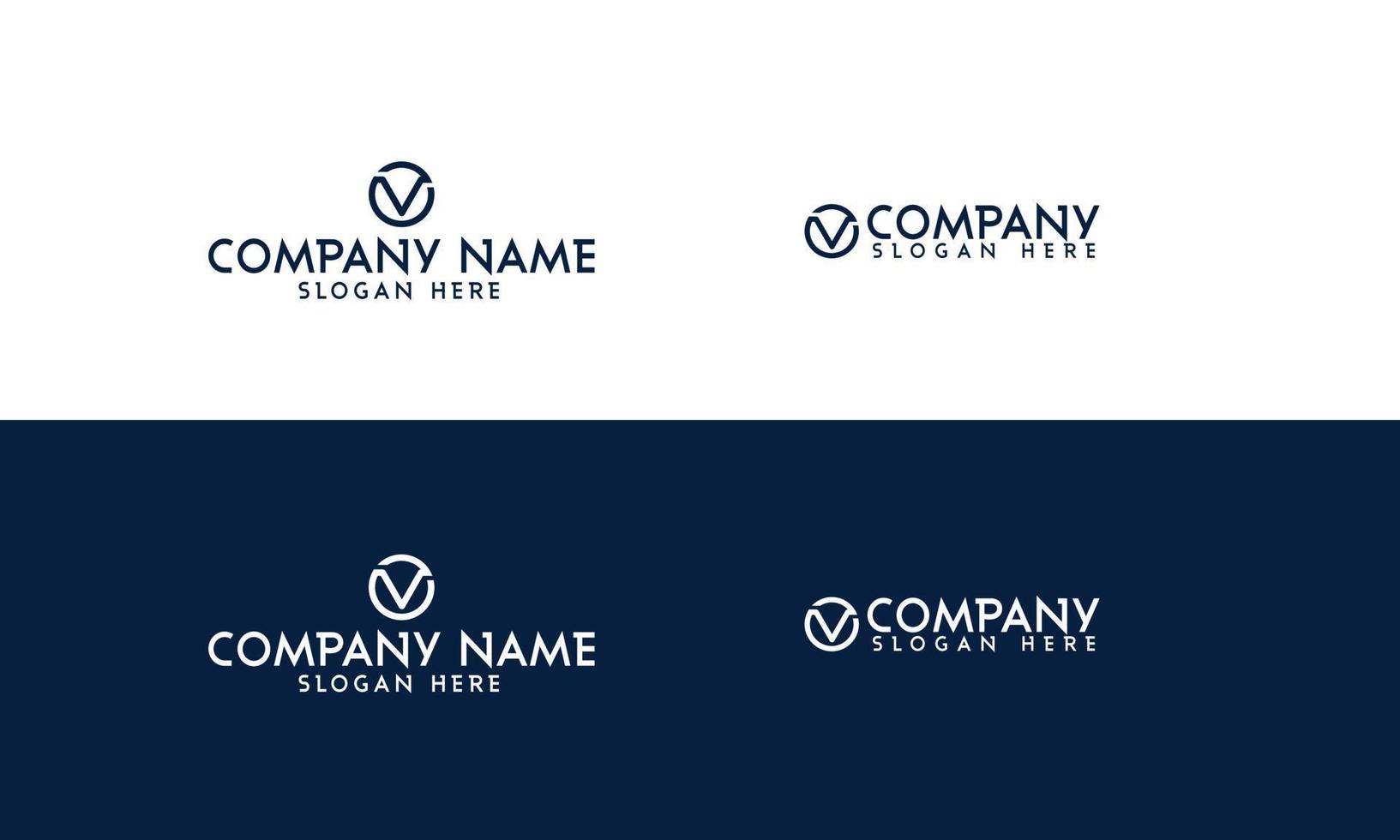 V O Latter logo for company, flat icon set, vector