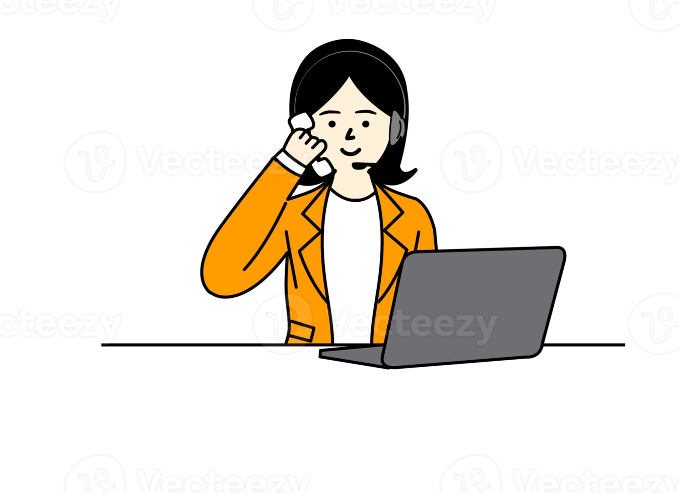 office worker sitting at desk png