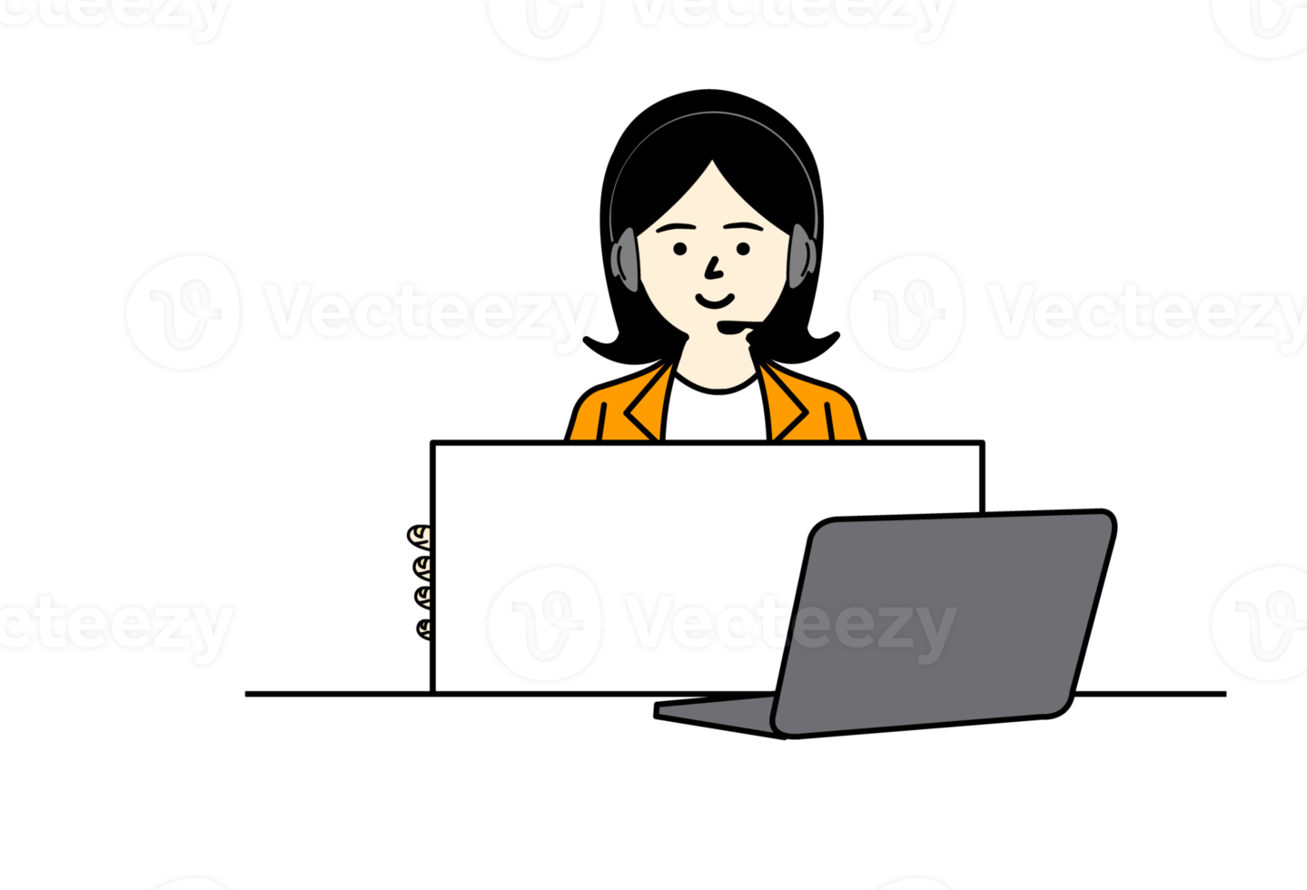 office worker sitting at desk png