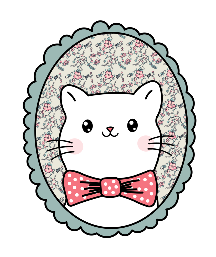 Adorable Cute Cat Portrait with Bow Tie png