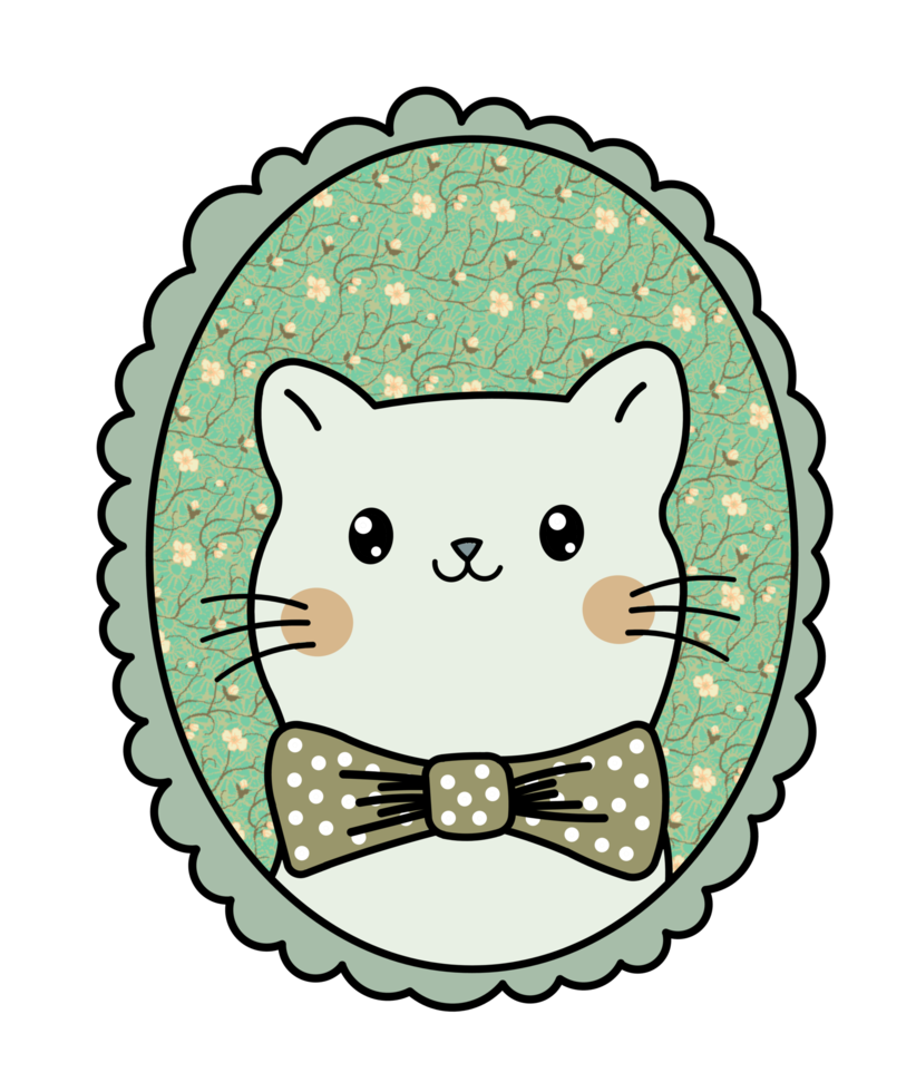 Adorable Cute Cat Portrait with Bow Tie png