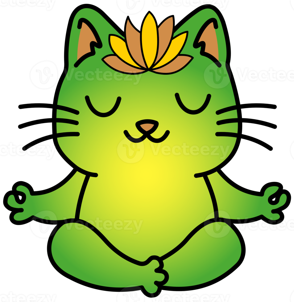 Cute kitty cat meditation yoga png