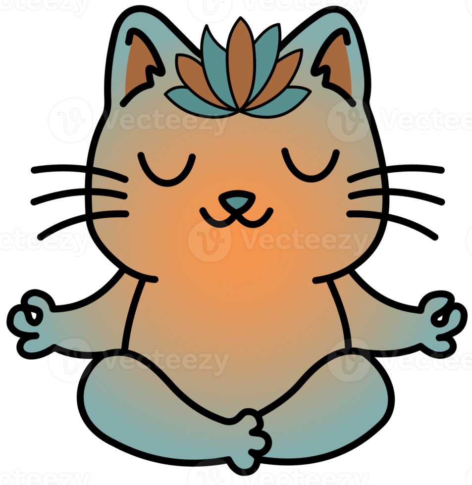 Cute kitty cat meditation yoga png