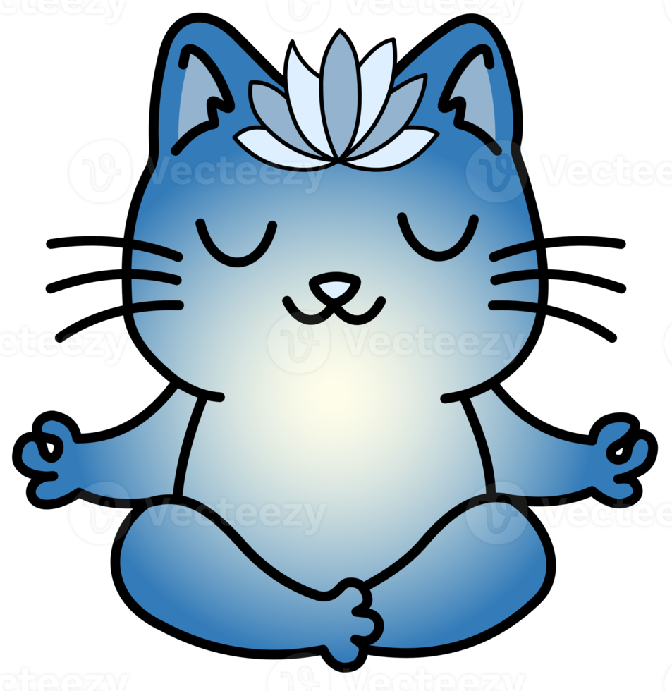 Cute kitty cat meditation yoga png