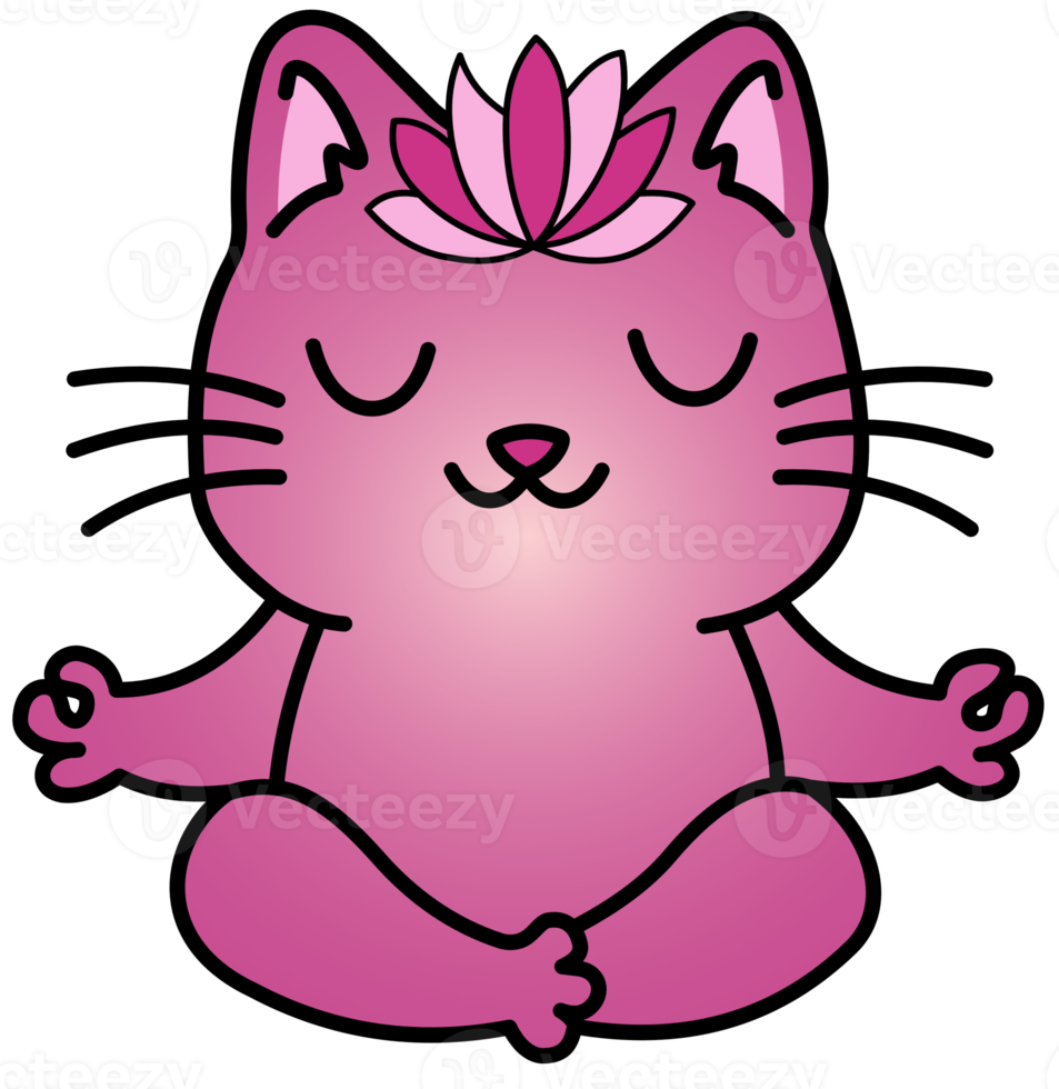 Cute kitty cat meditation yoga png