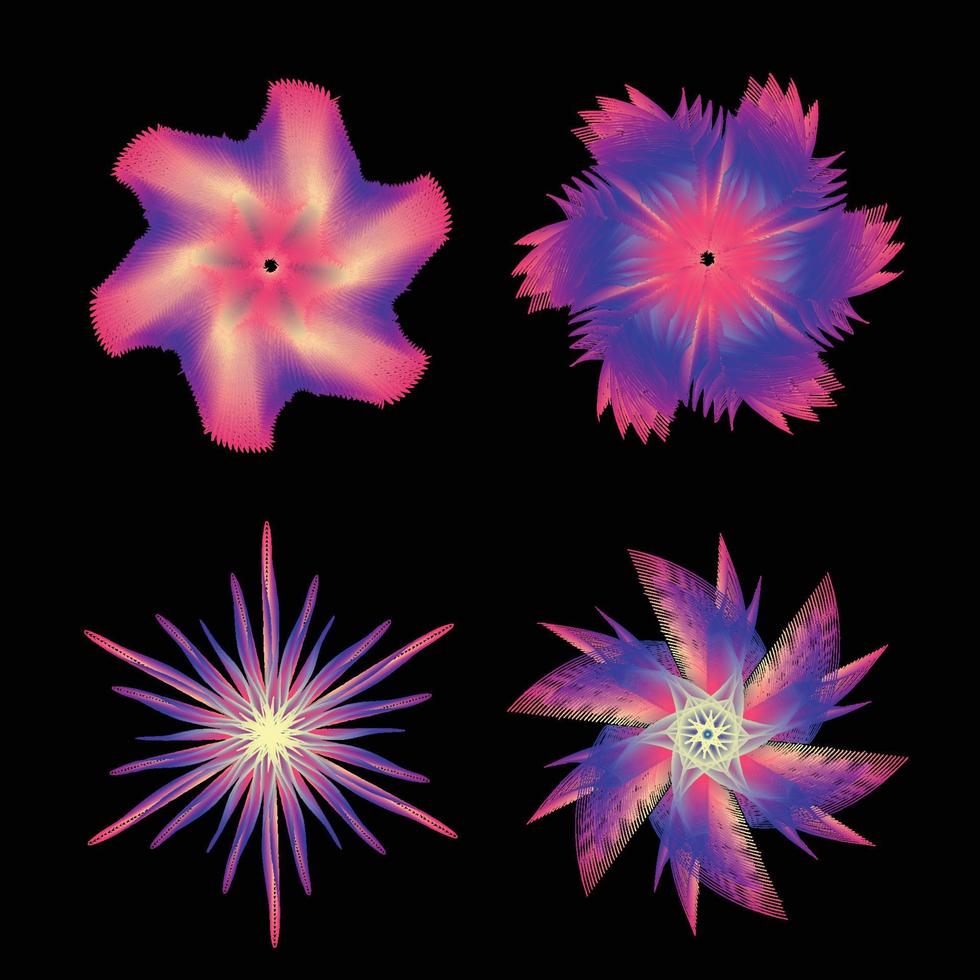 3D geometric gradient flower. vector