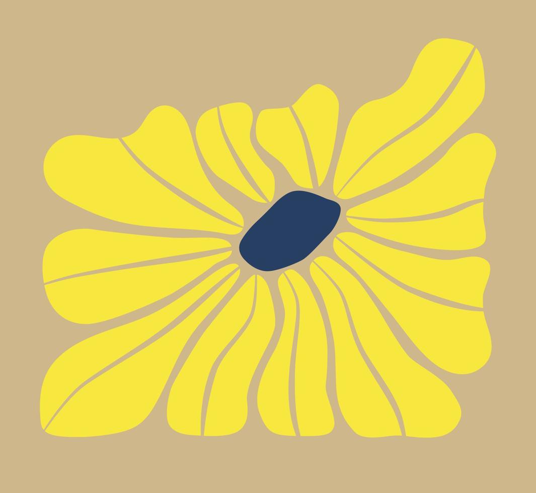 Abstract hand drawn aesthetic flower illustration. Botanical retro concept icon, perfect for postcards, wall art, banner, background etc. vector