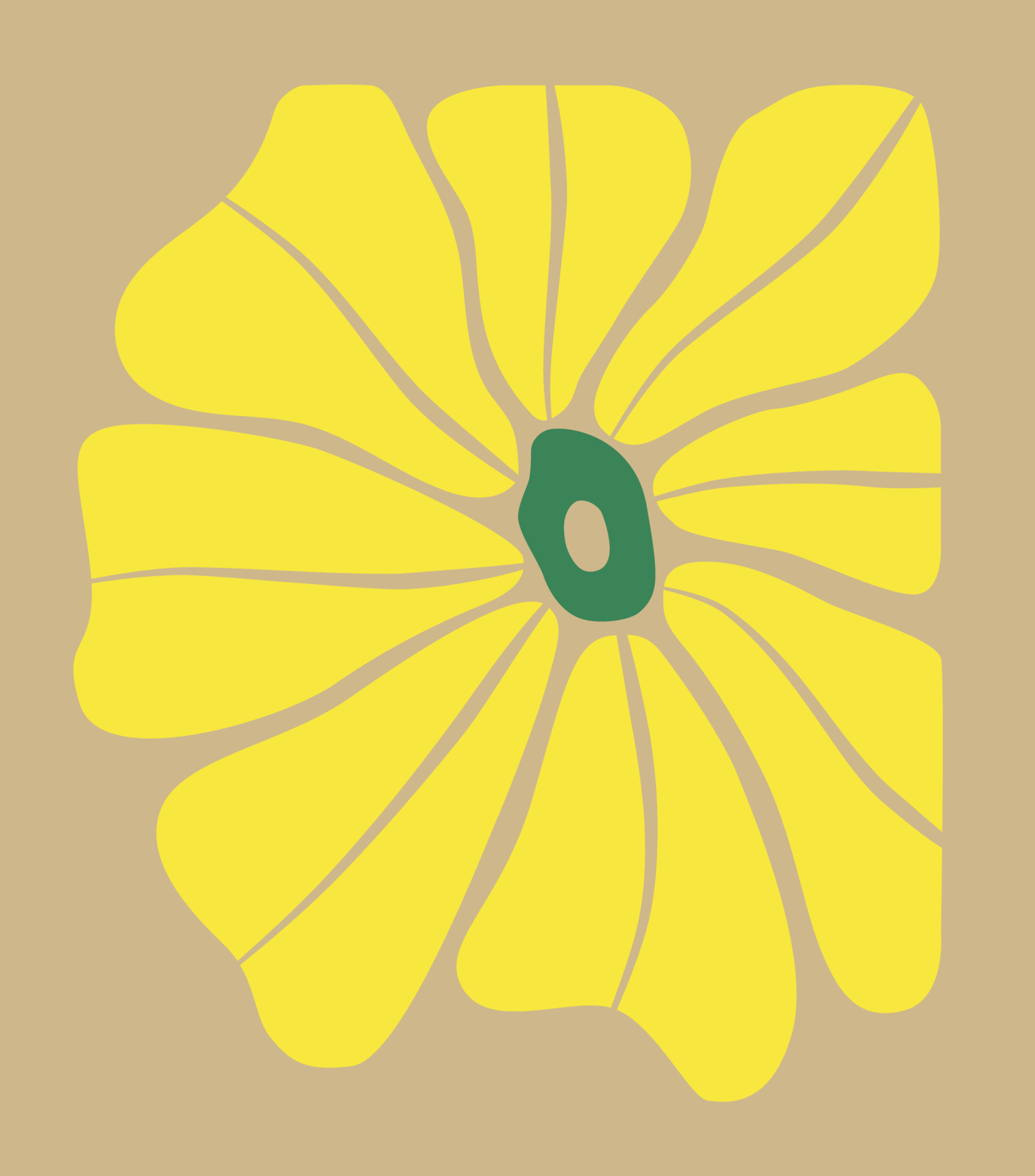 Abstract hand drawn aesthetic flower illustration. Botanical retro