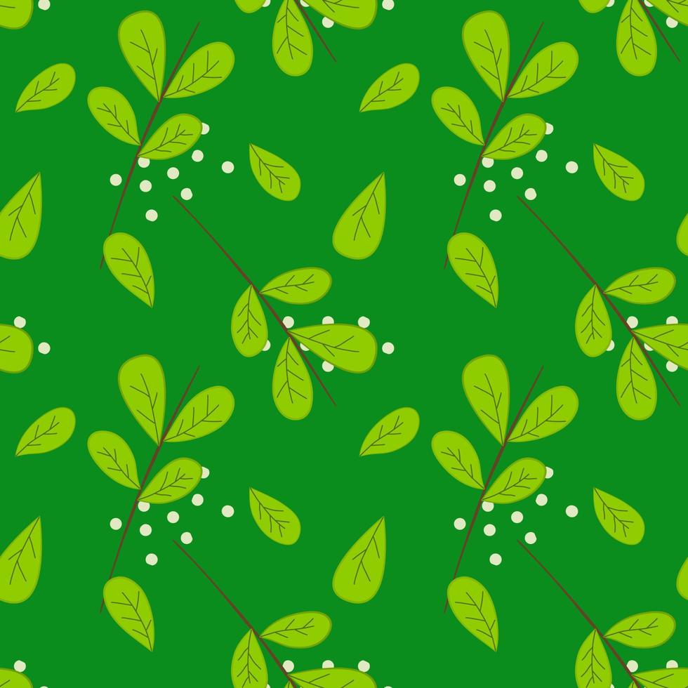 Seamless green leaf wrapping paper pattern. Decorative vector pattern background. Wide range of uses.