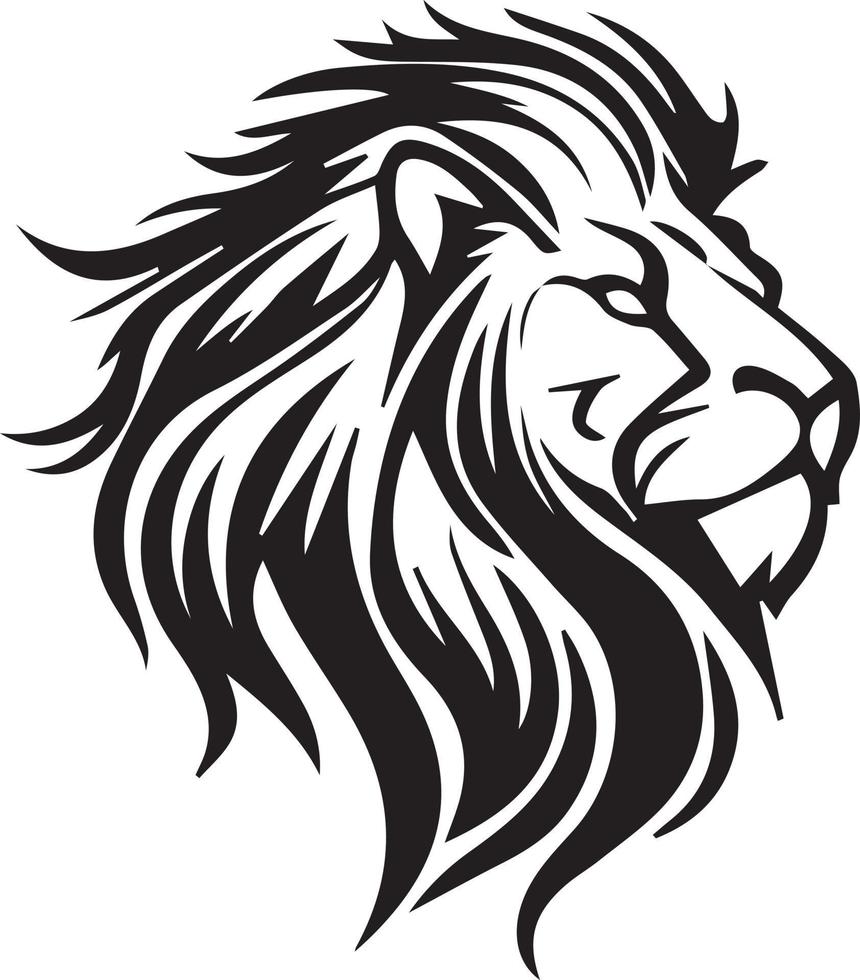 black and white lion logo, lion sticker, lion tattoo vector