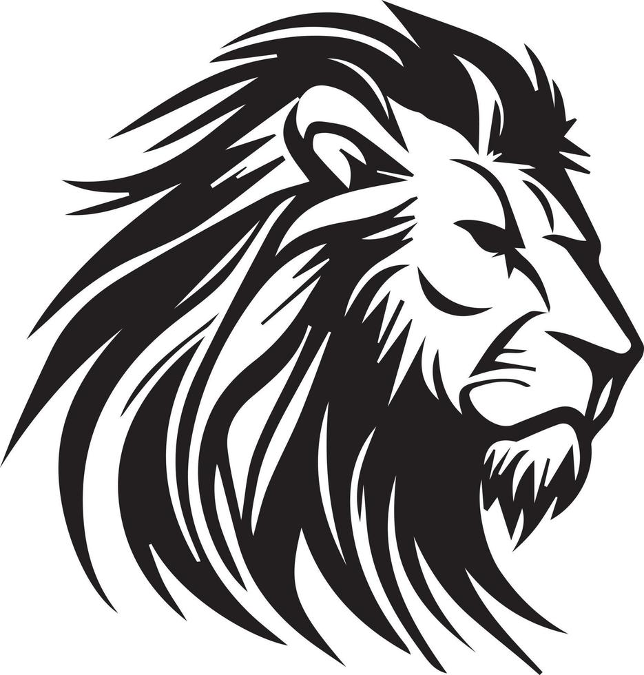 negro y blanco león logo, león pegatina, león tatuaje vector