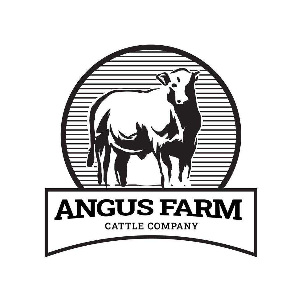 angus vacas granja logo vector diseño