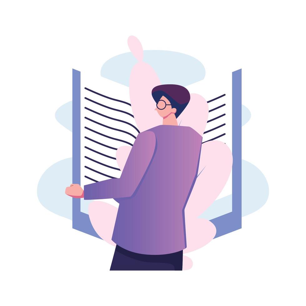 man open the book flat style illustration vector design
