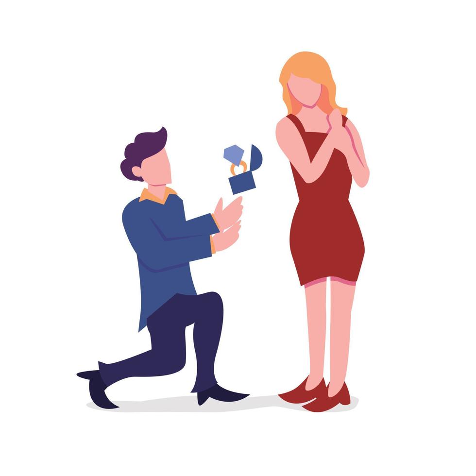 happy couple give a gem flat style illustration vector