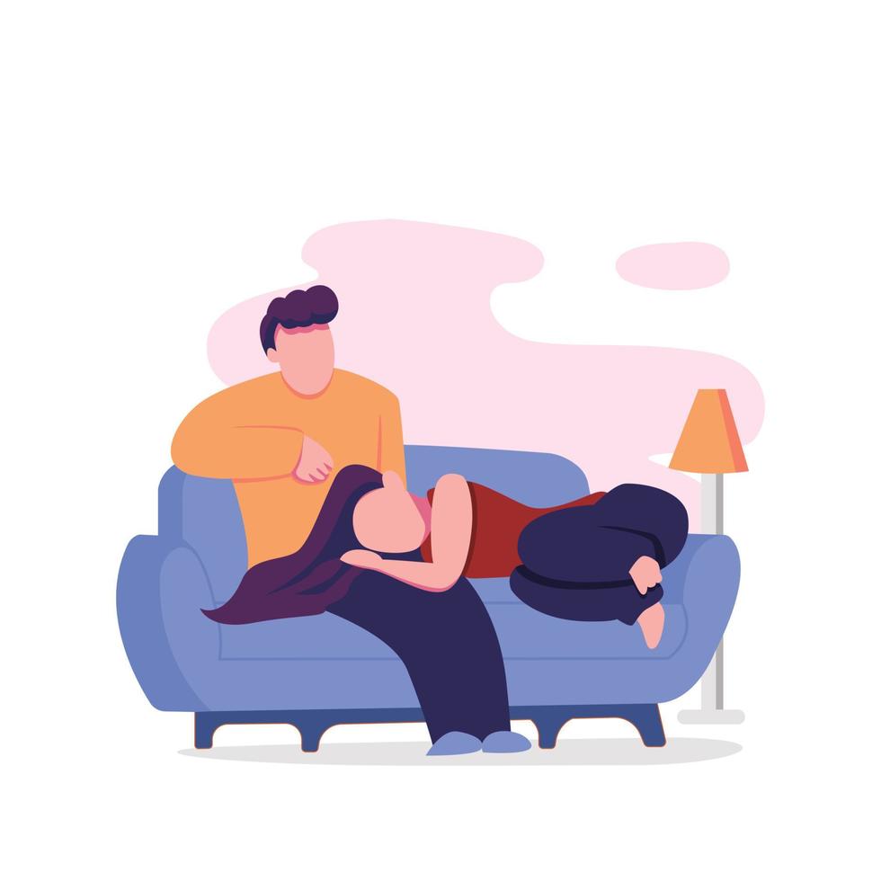 happy couple indulge at home flat illustration vector