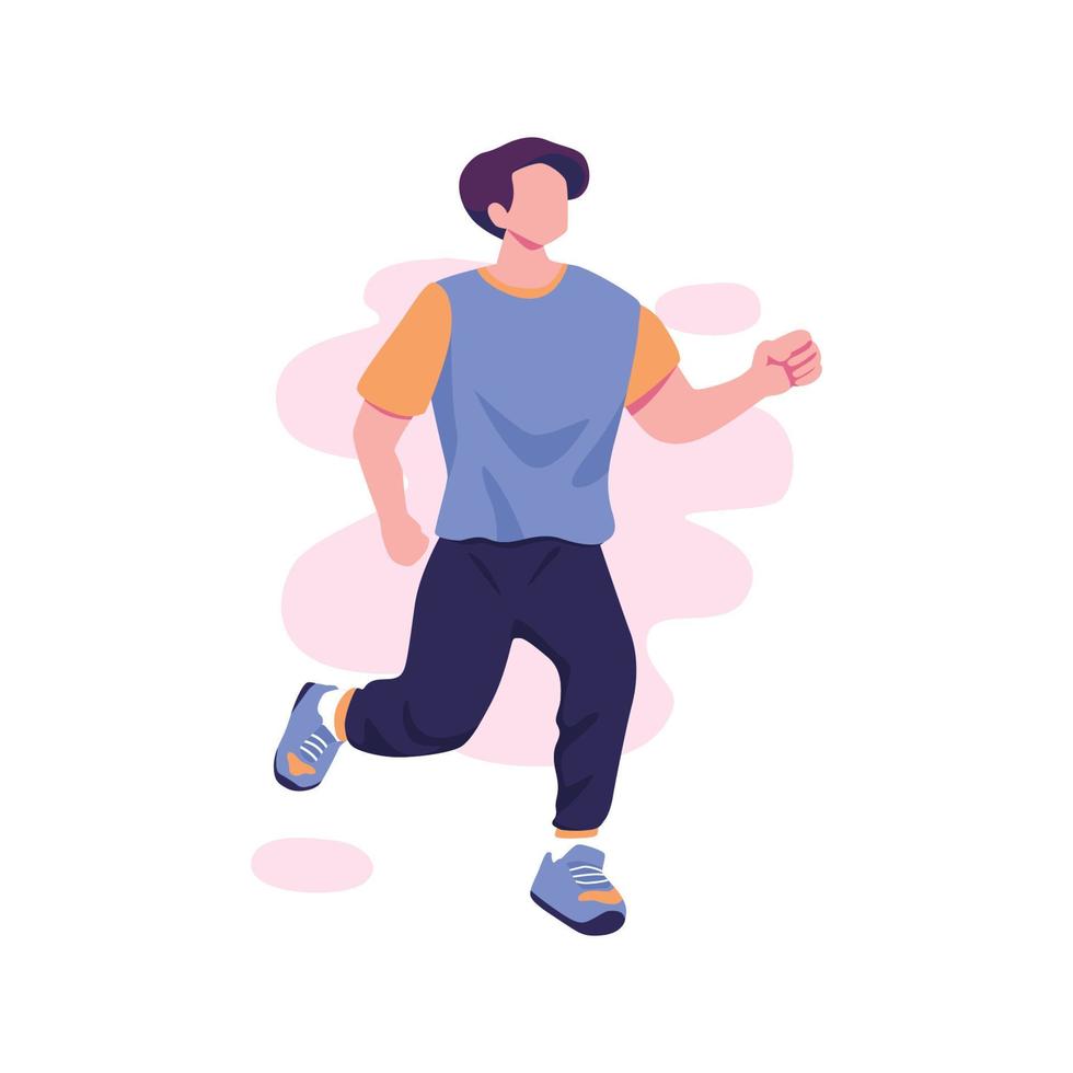 happy man training for basket ball flat style illustration design.ai vector