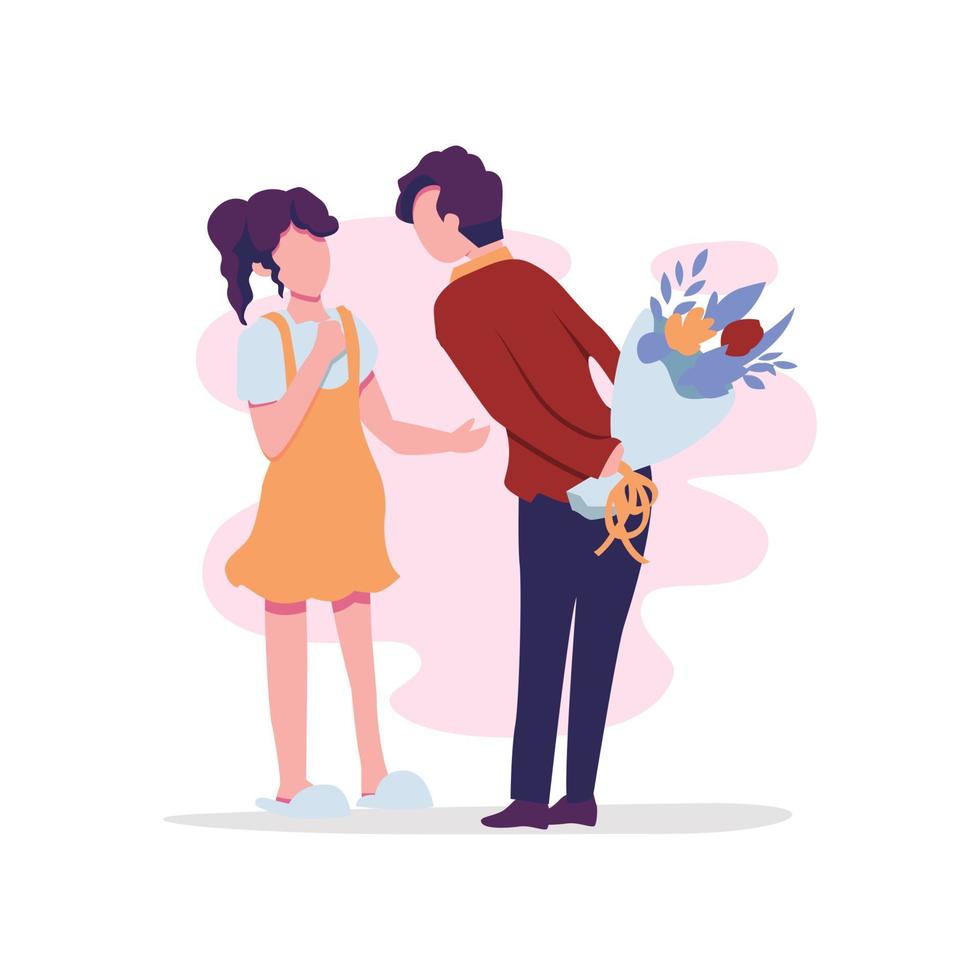 contento Pareja complacer a hogar plano ilustración vector