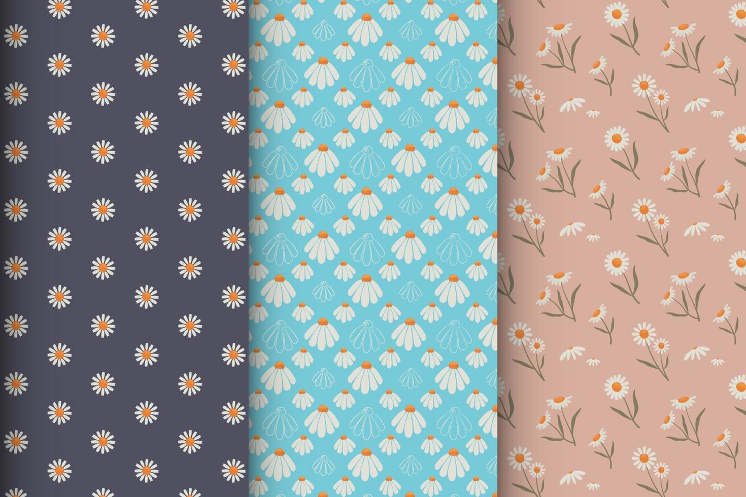 Stylish set of patterns with flowers vector