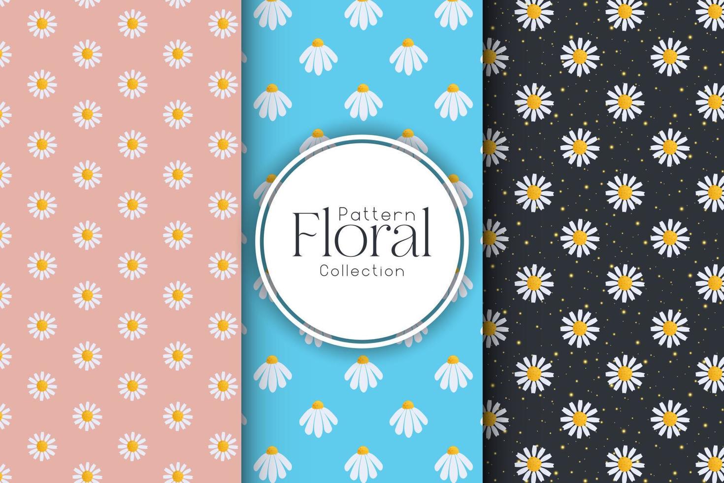 Set of simple floral seamless patterns on a light background, luxurious patterns with flowers vector