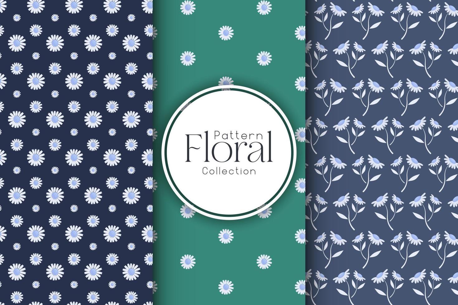 Set of summer floral patterns, minimalistic style vector