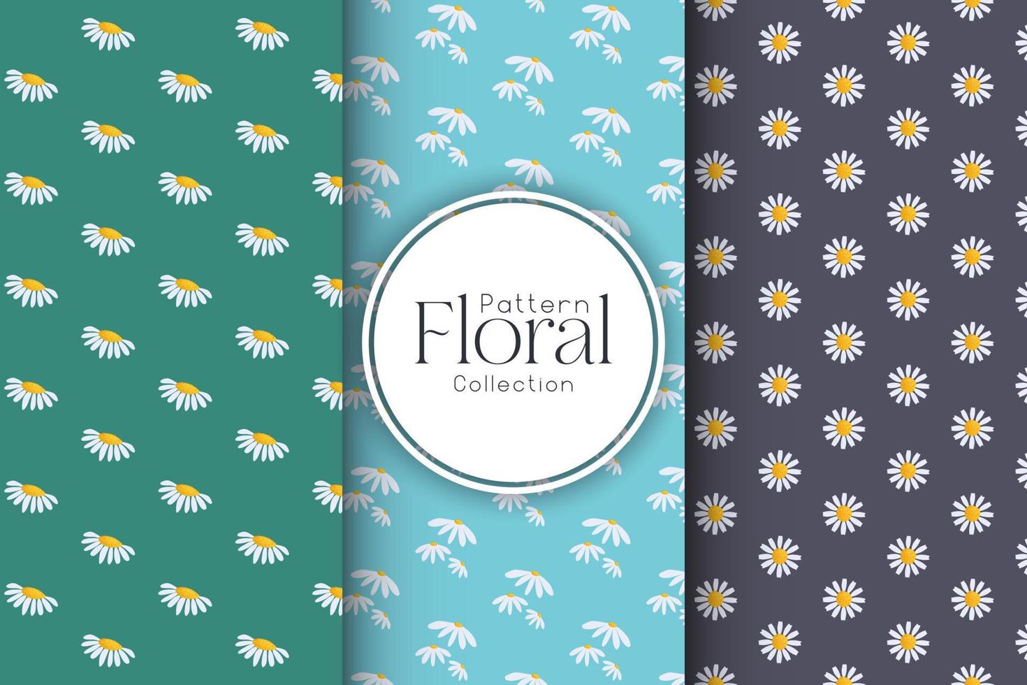 Chamomile pattern set, seamless vector pattern