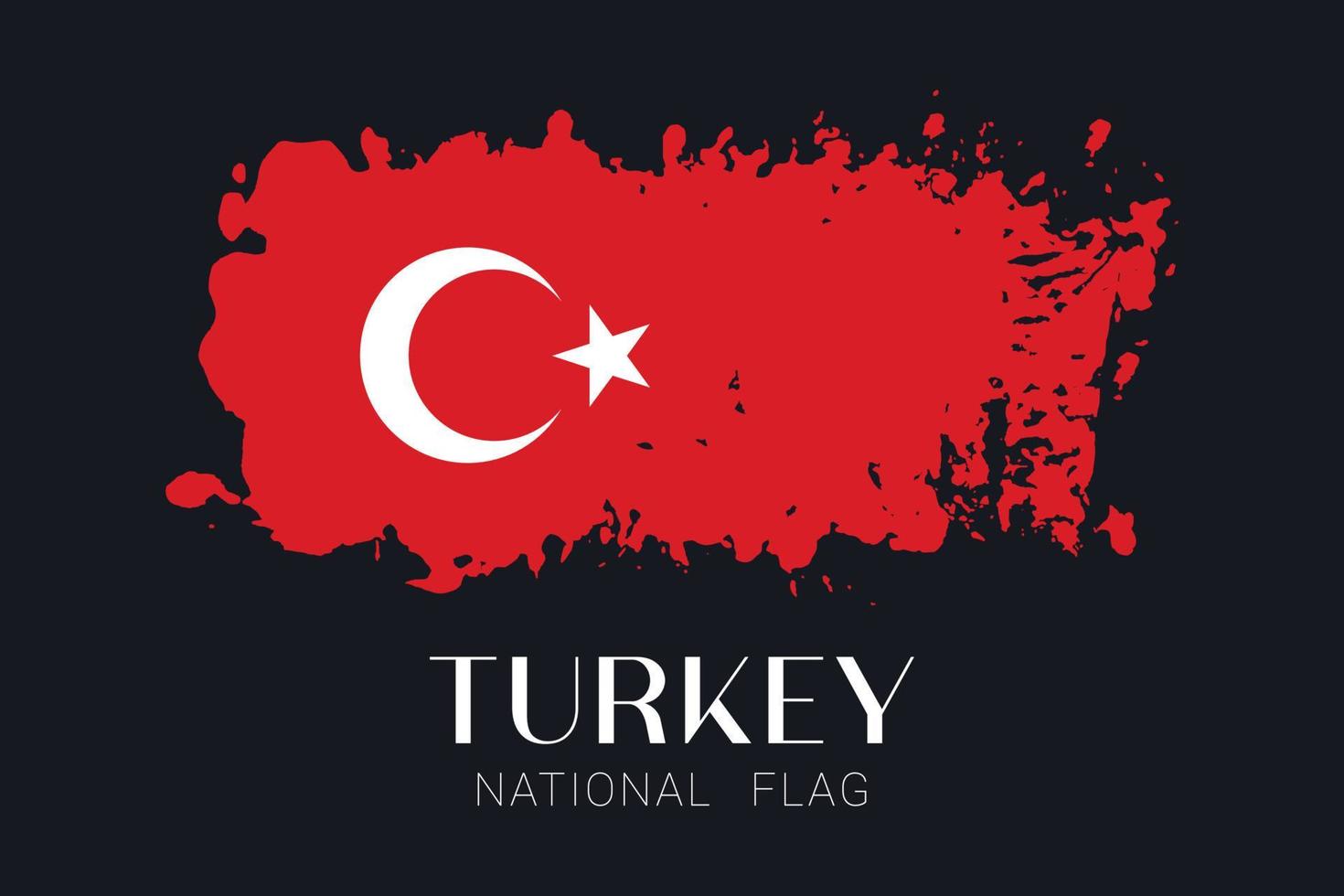 Turquía nacional bandera en oscuro fondo, cepillo estilo vector