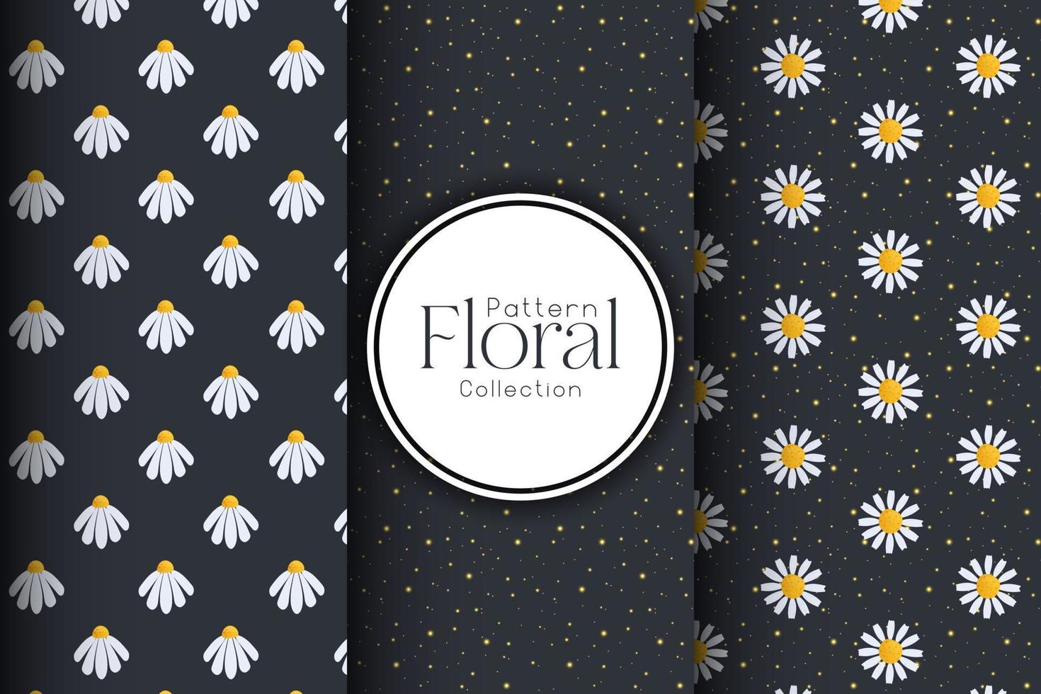 Set of floral patterns on a black background vector