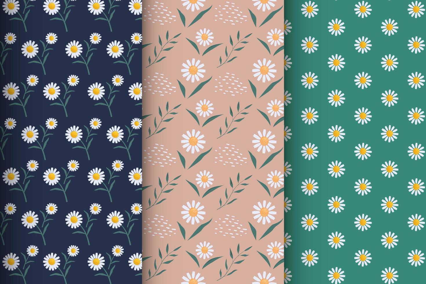 Collection of floral patterns on a dark background vector