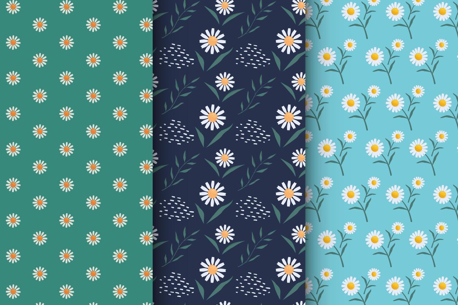 Set of simple floral seamless patterns vector